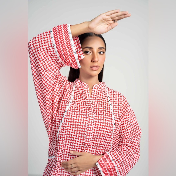 NWT Maria B Luxury Pakistan Red Embroidered Dress Size: Large - Picture 3 of 12